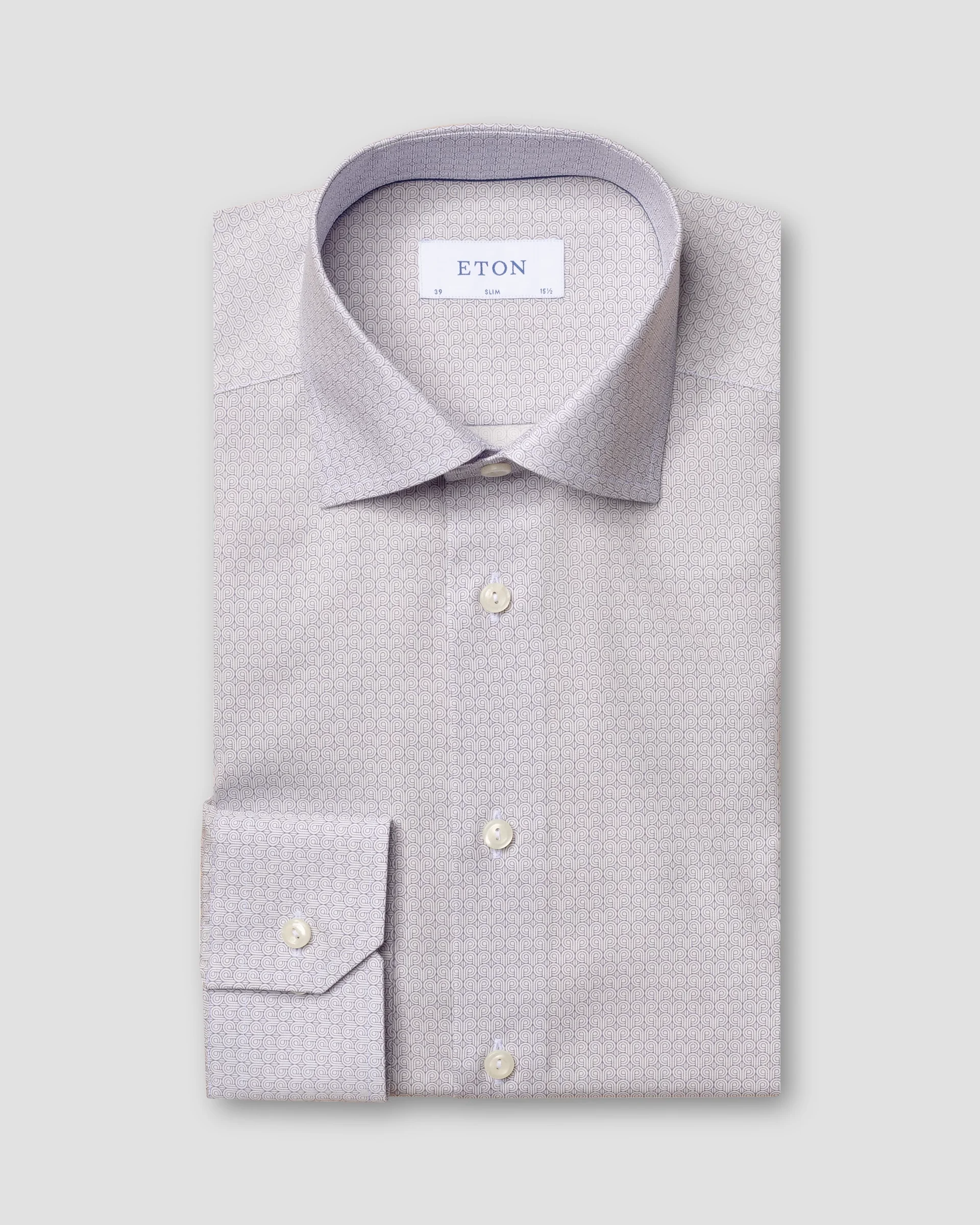 Eton Blue Art Deco Print Poplin Shirt | Contemporary fit | Size  40