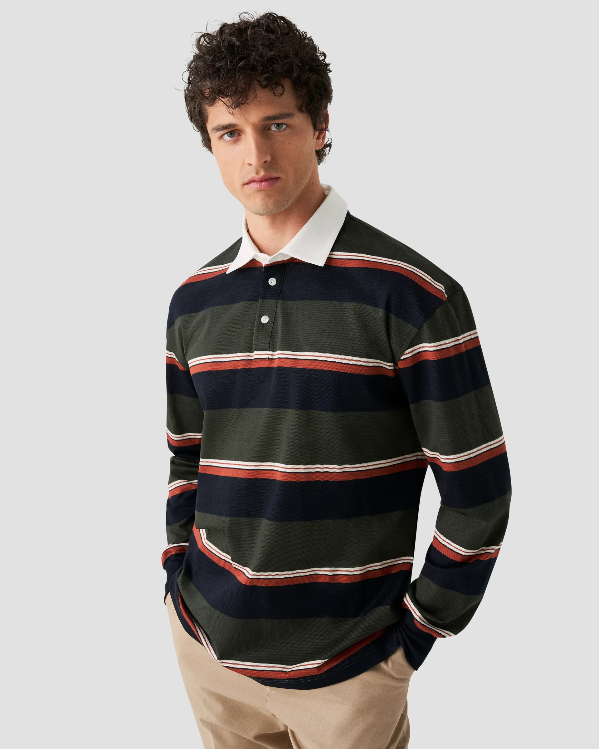 Eton Multi-Striped Filo Di Scozia Rugby Shirt | Polo Shirt | Size  S