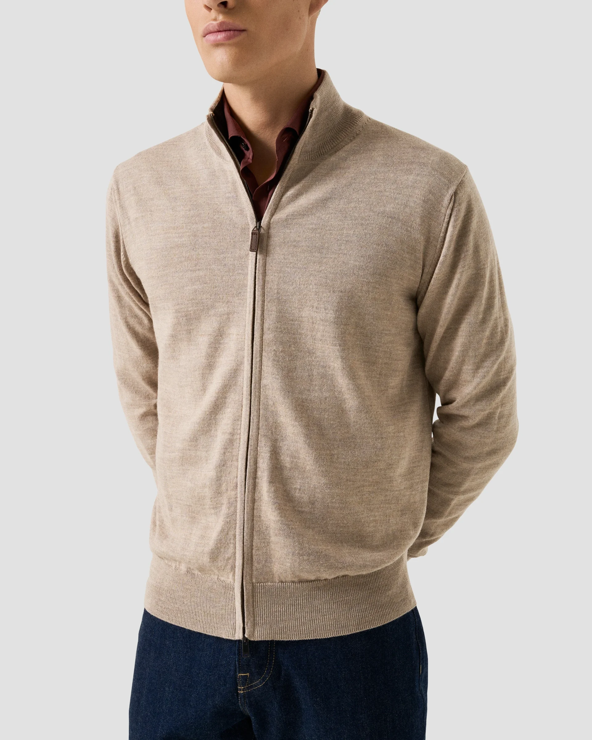 Eton Full Zip Knit Cardigan | Regular Fit | Size  L