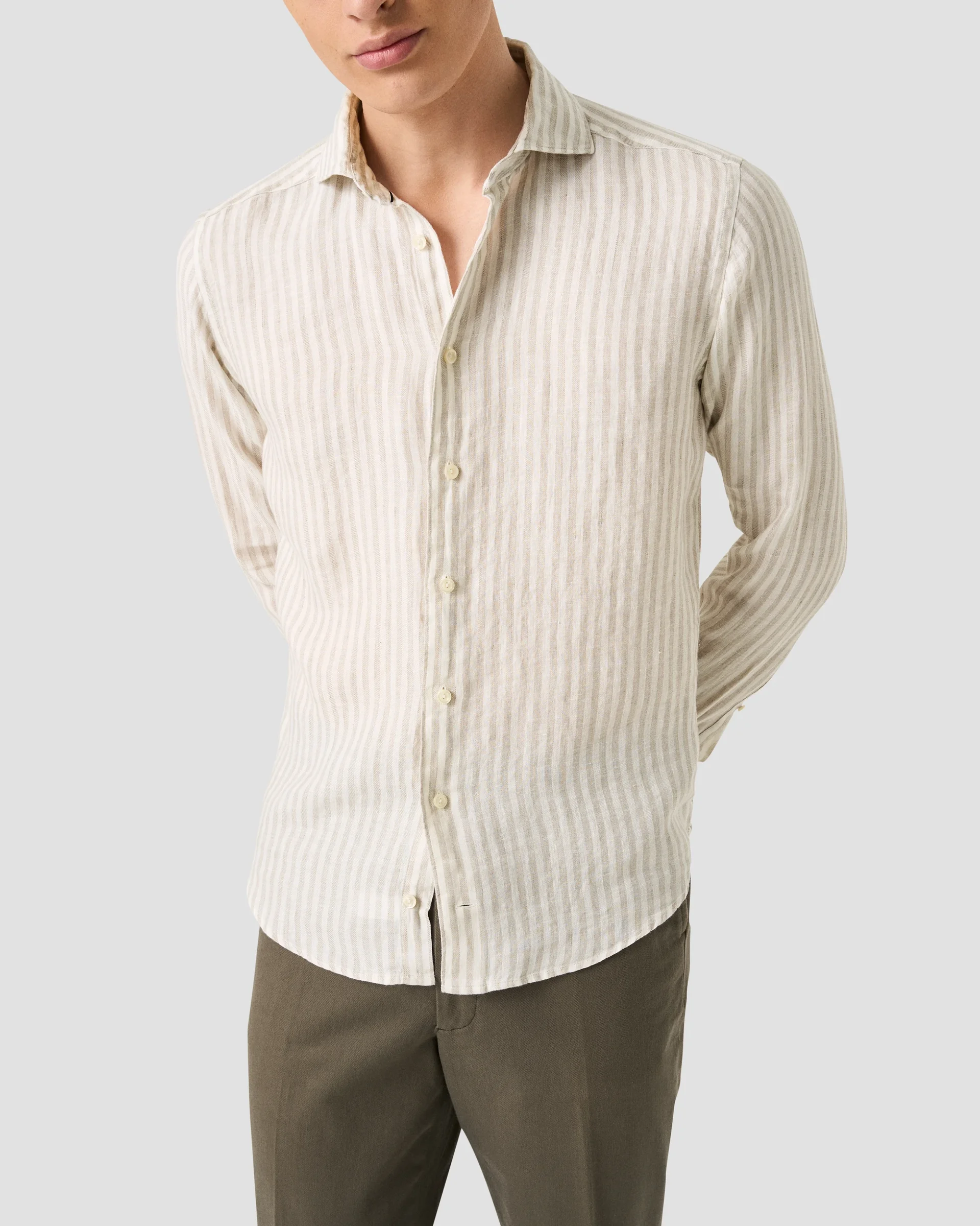 Eton Striped Linen Twill Shirt | Slim fit | Size  42