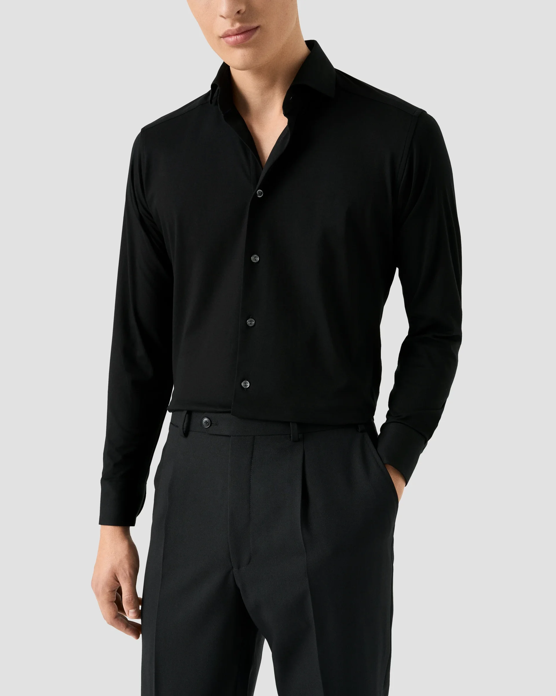 Eton Solid Cotton Four-Way Stretch Shirt | Contemporary fit | Size  38