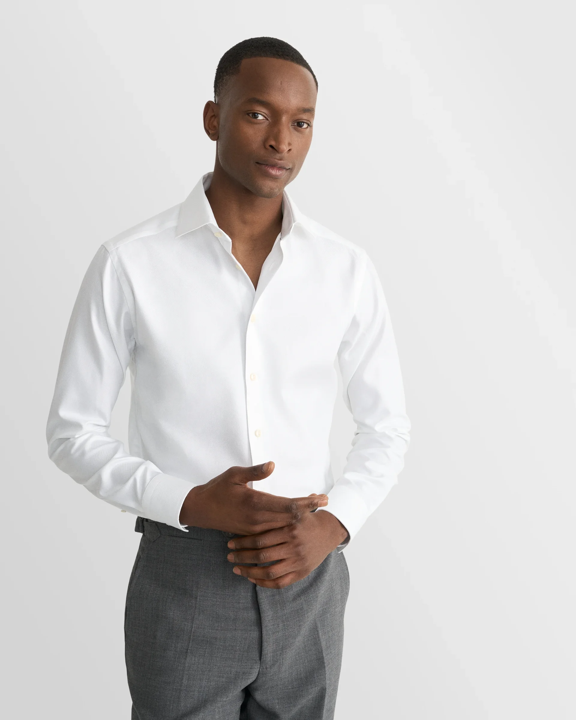 Eton White Textured Twill Dress Shirt | Contemporary fit | Size  44