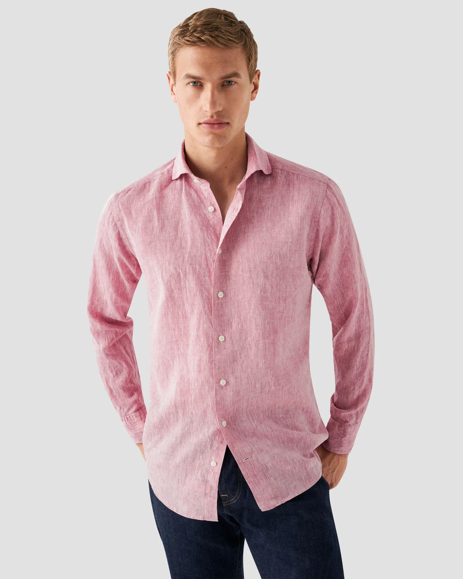 Eton Pink Linen Shirt | Contemporary fit | Size  42