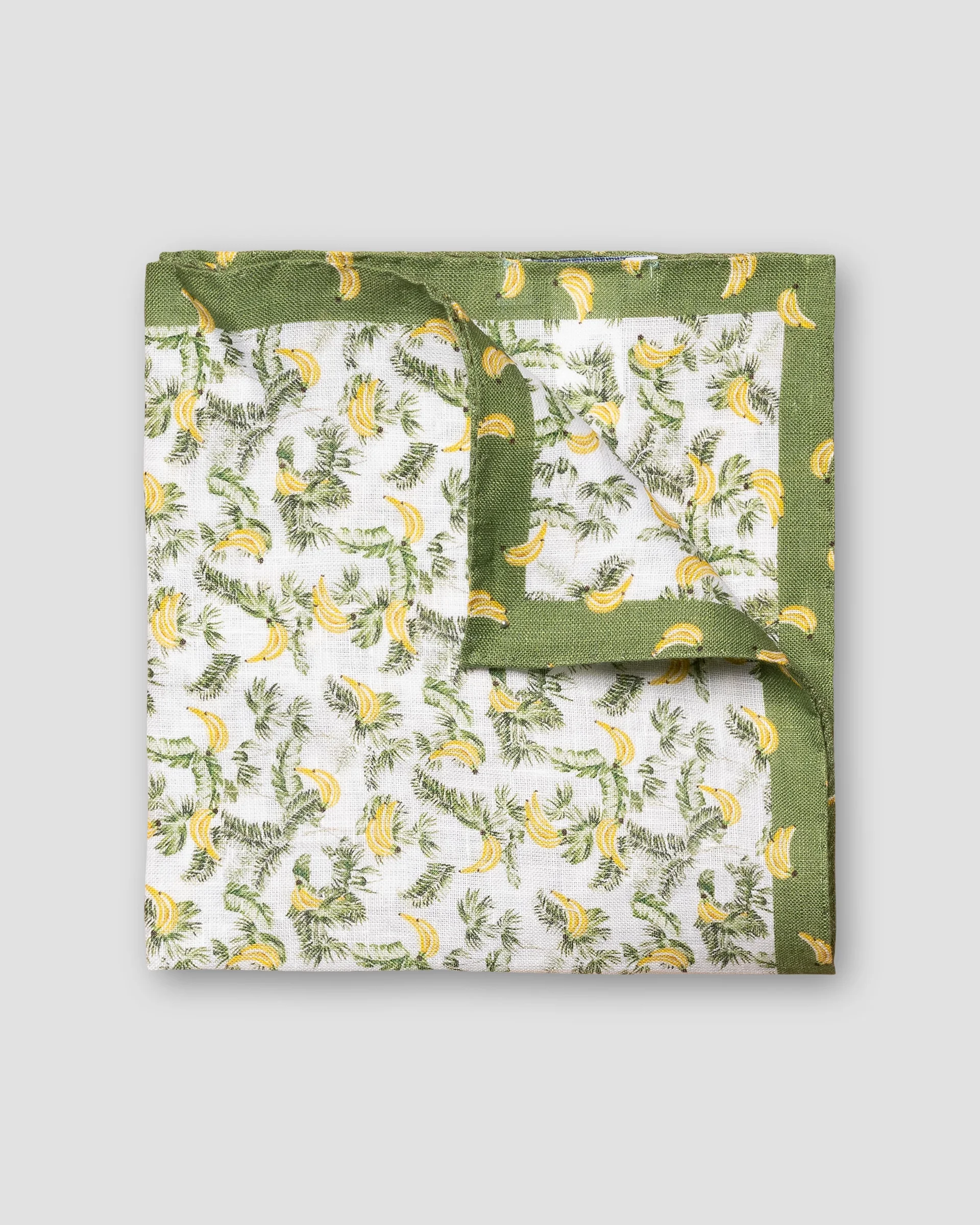 Eton Light Green Banana Print Linen Pocket Square