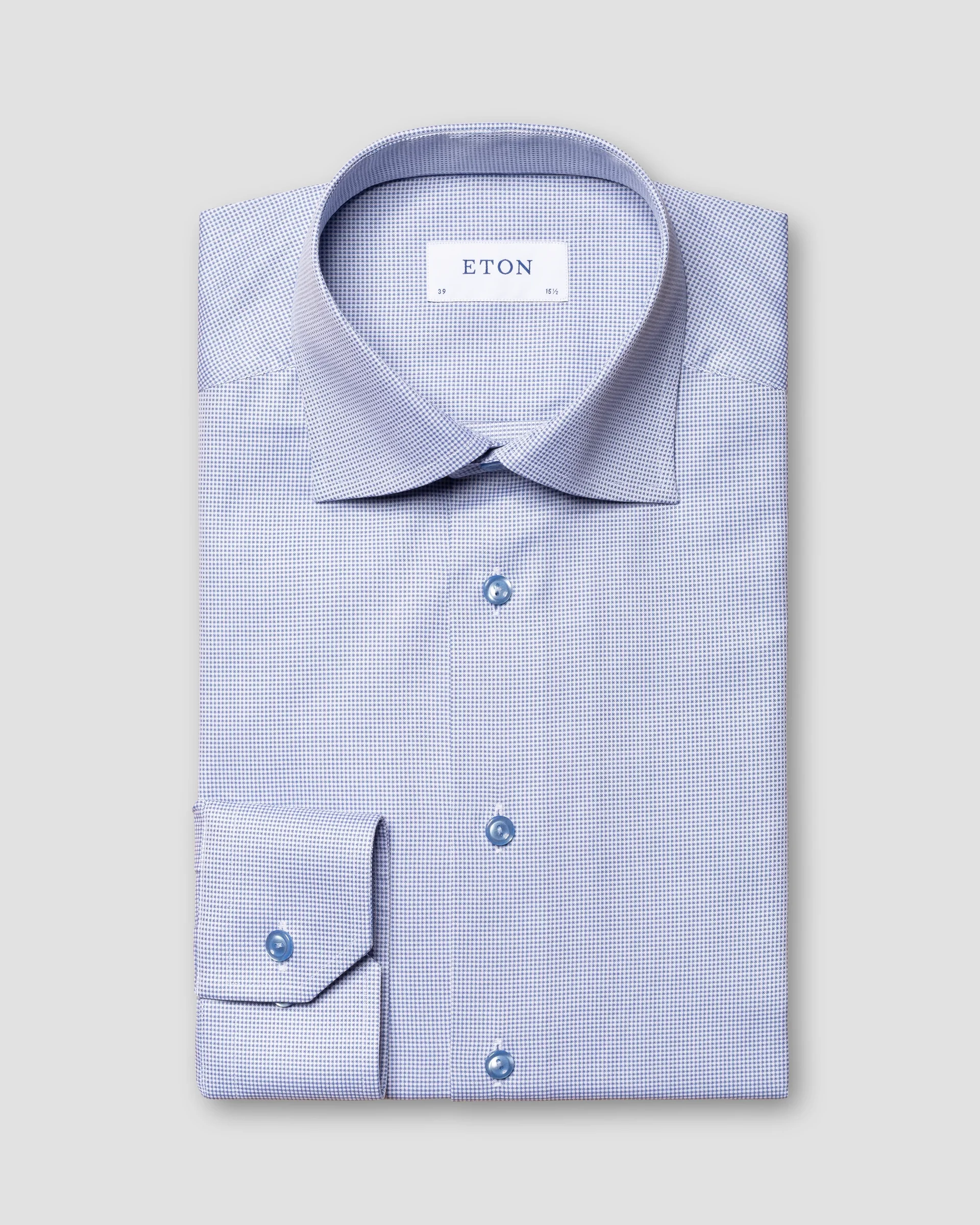 Eton Mid Blue Pin Dot Signature Twill Dress Shirt | Contemporary fit | Size  44