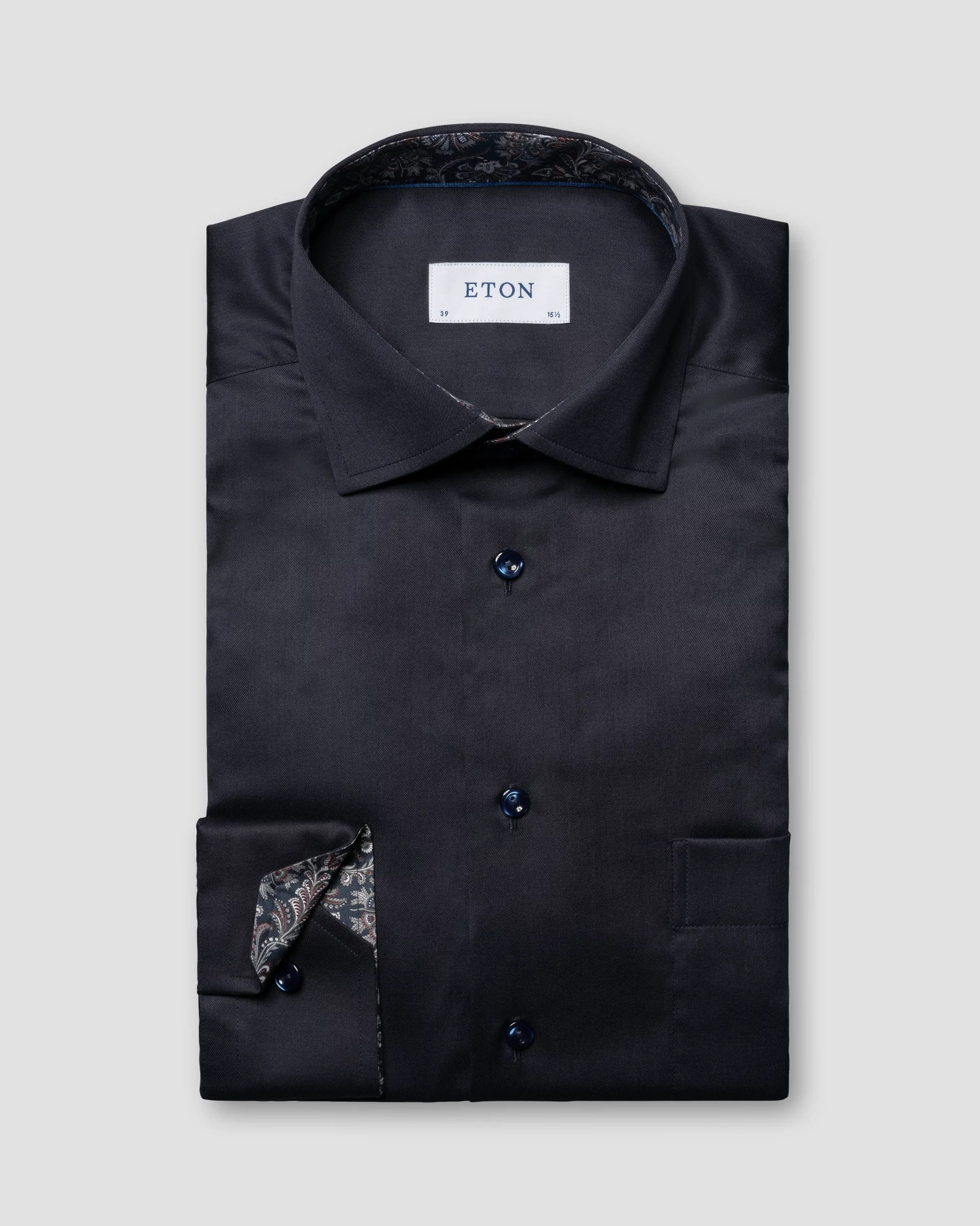 Eton Navy Signature Twill Dress Shirt - Paisley Contrast Details | Classic  fit | Size  42