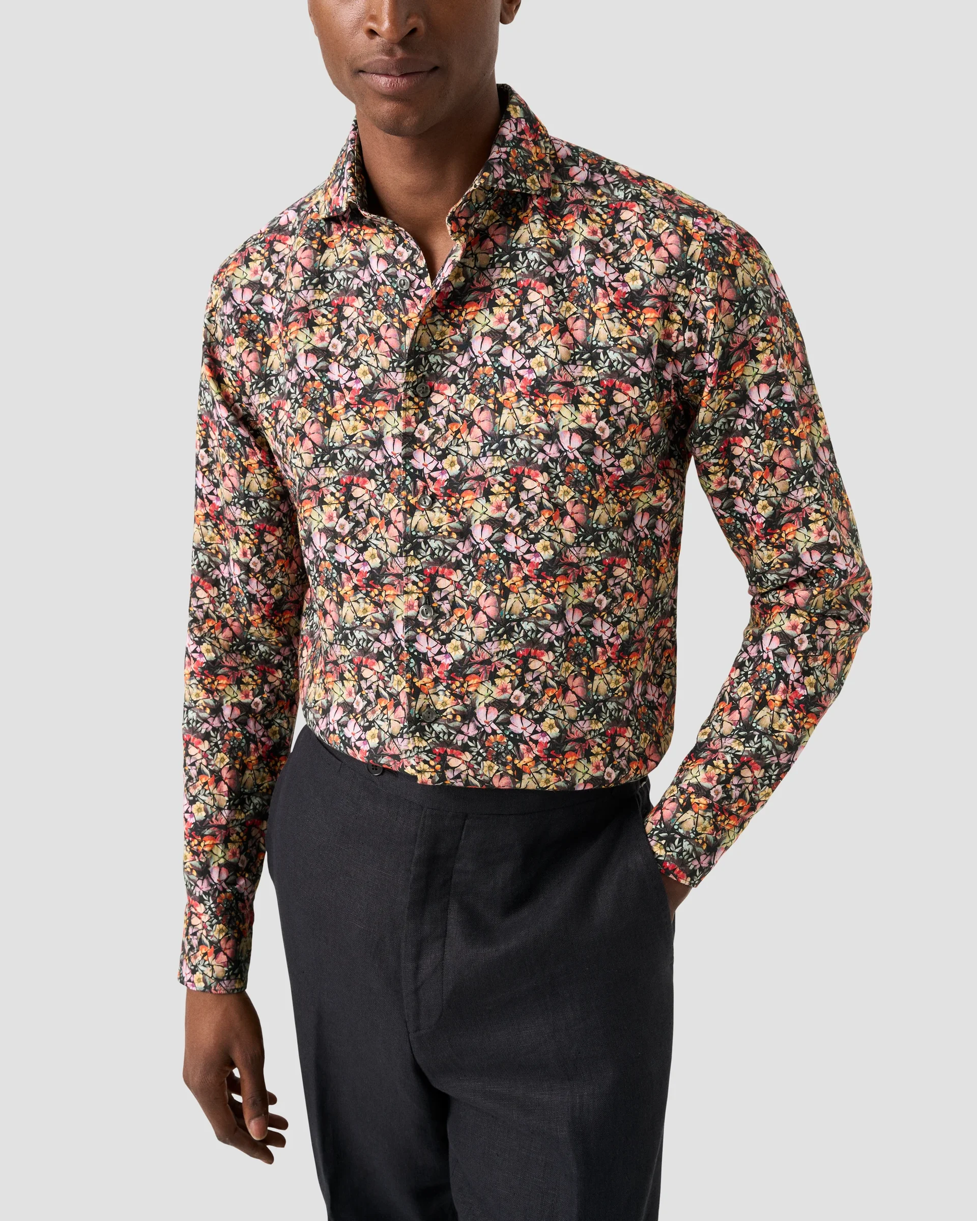 Eton Blommig Linneskjorta | Slim fit | Storlek  42