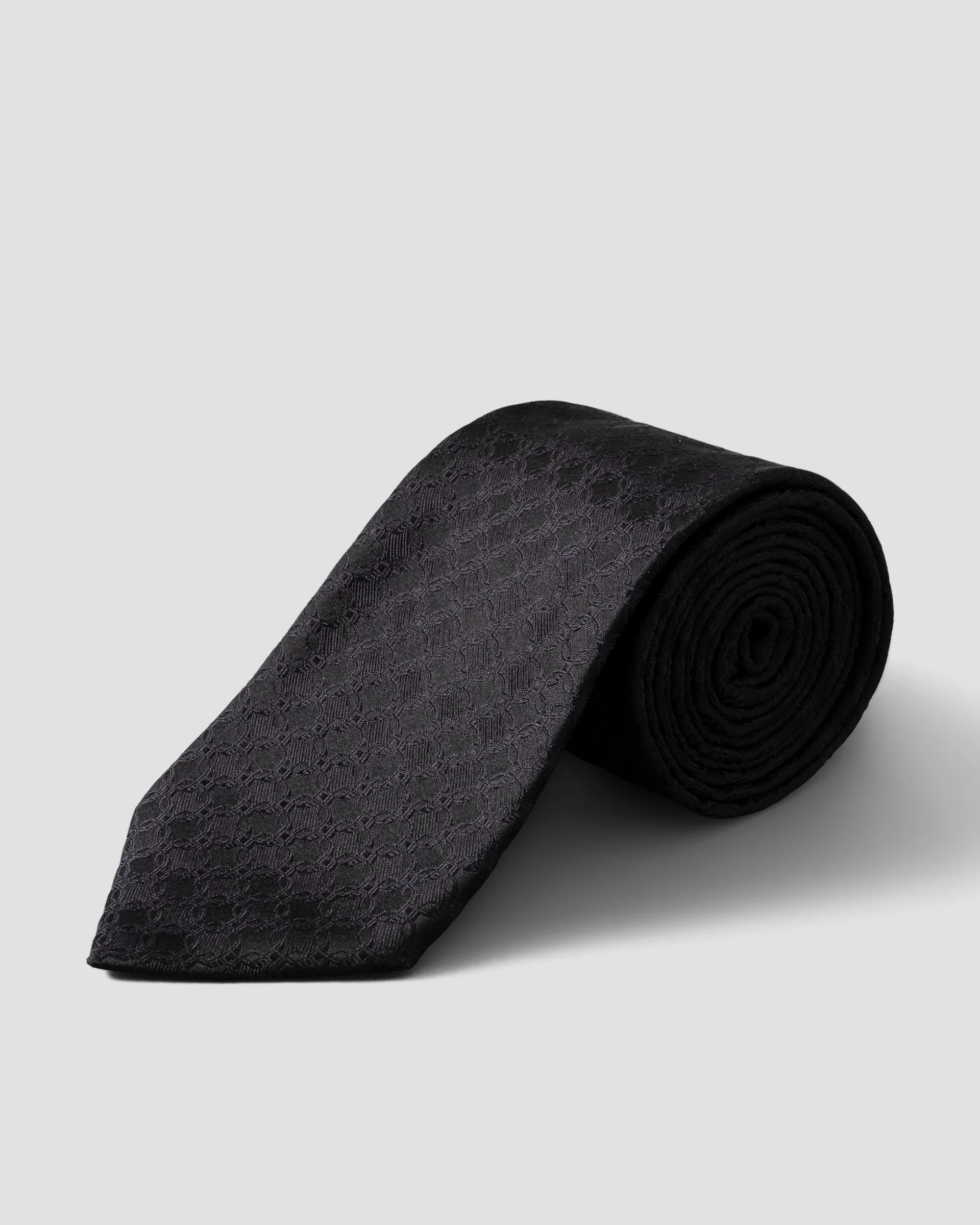Eton Black Geometric Print Silk Tie