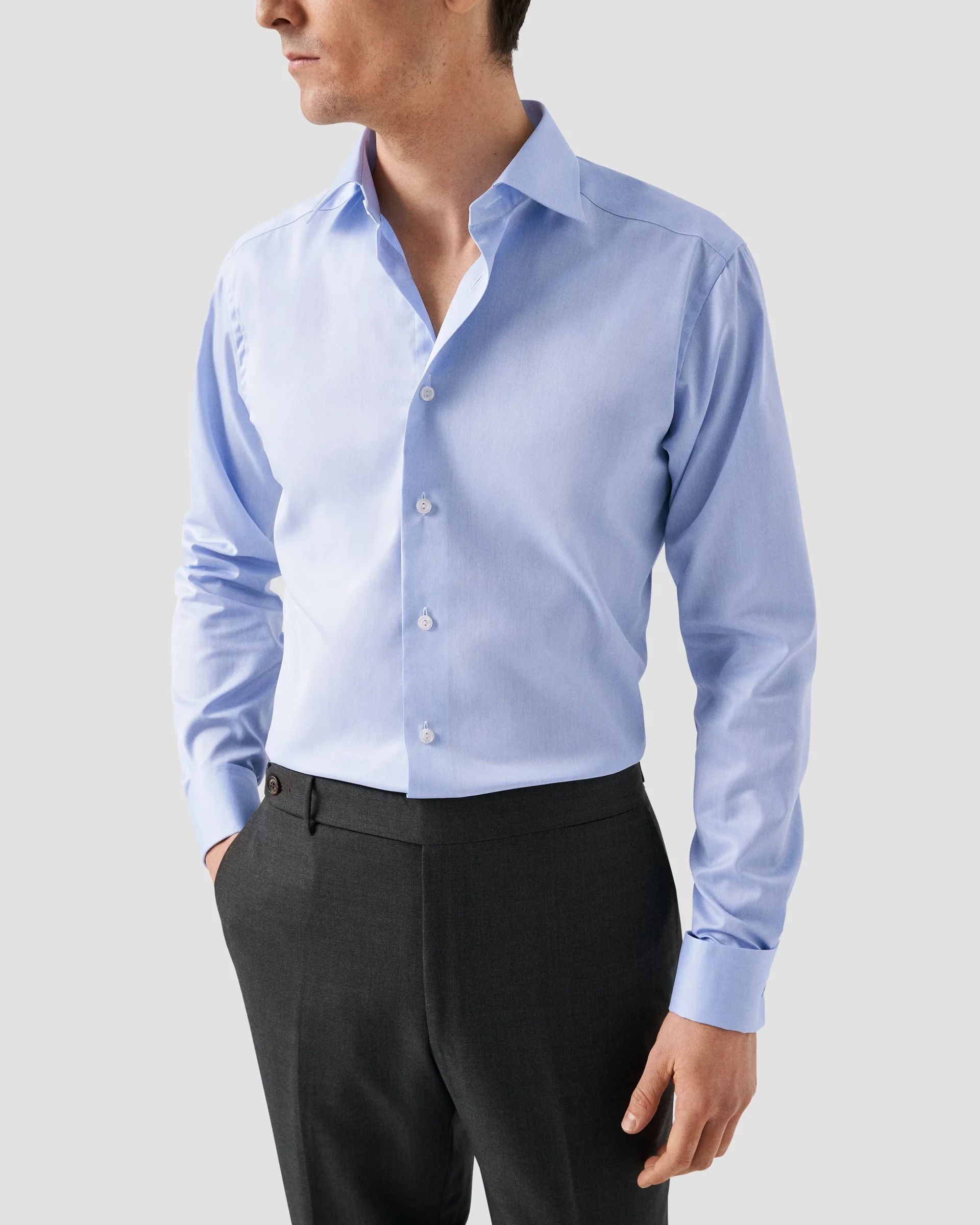 Eton Light Blue Signature Twill Dress Shirt – French Cuffs | Slim fit | Size  42