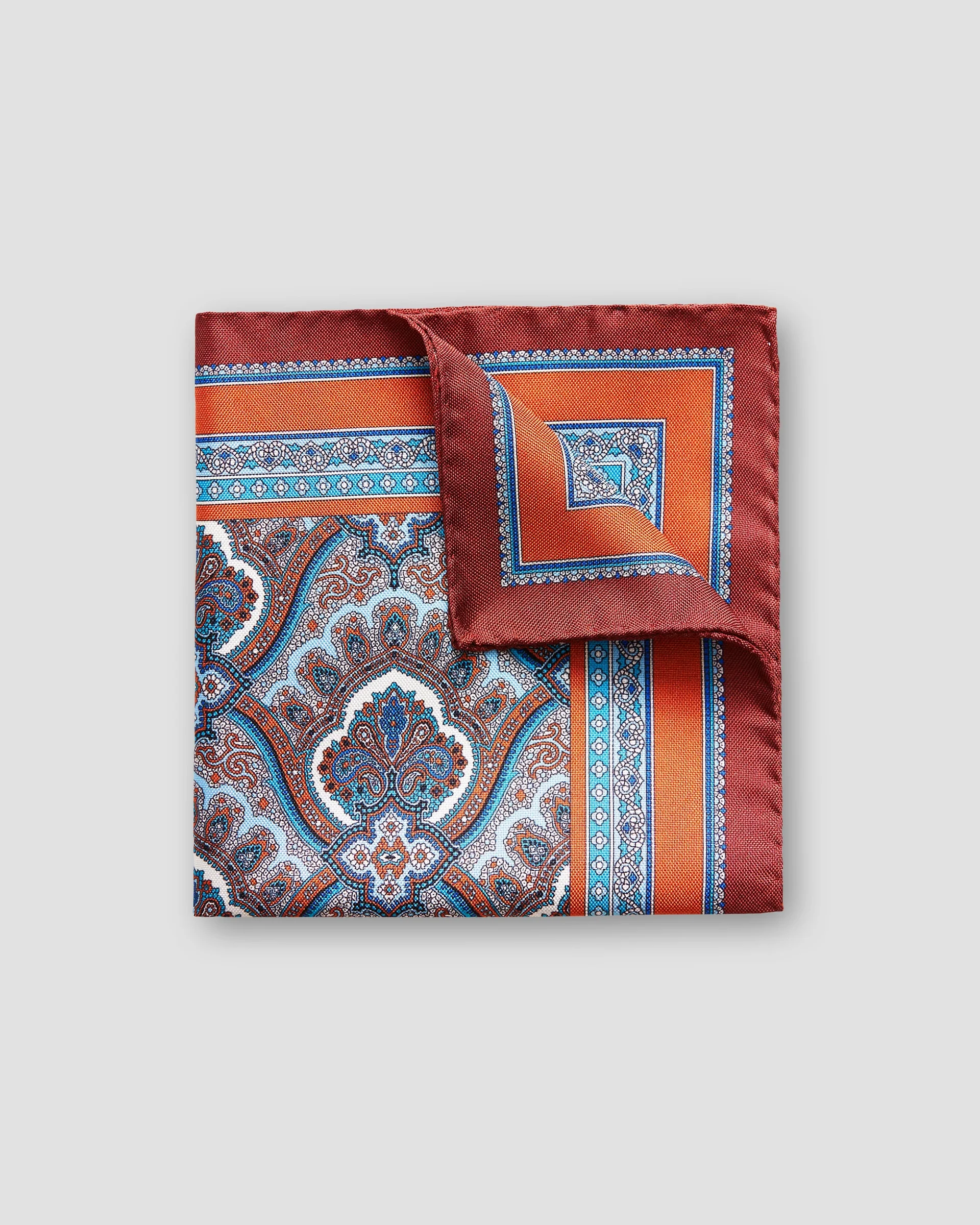 Eton Orange Paisley Print Pocket Square