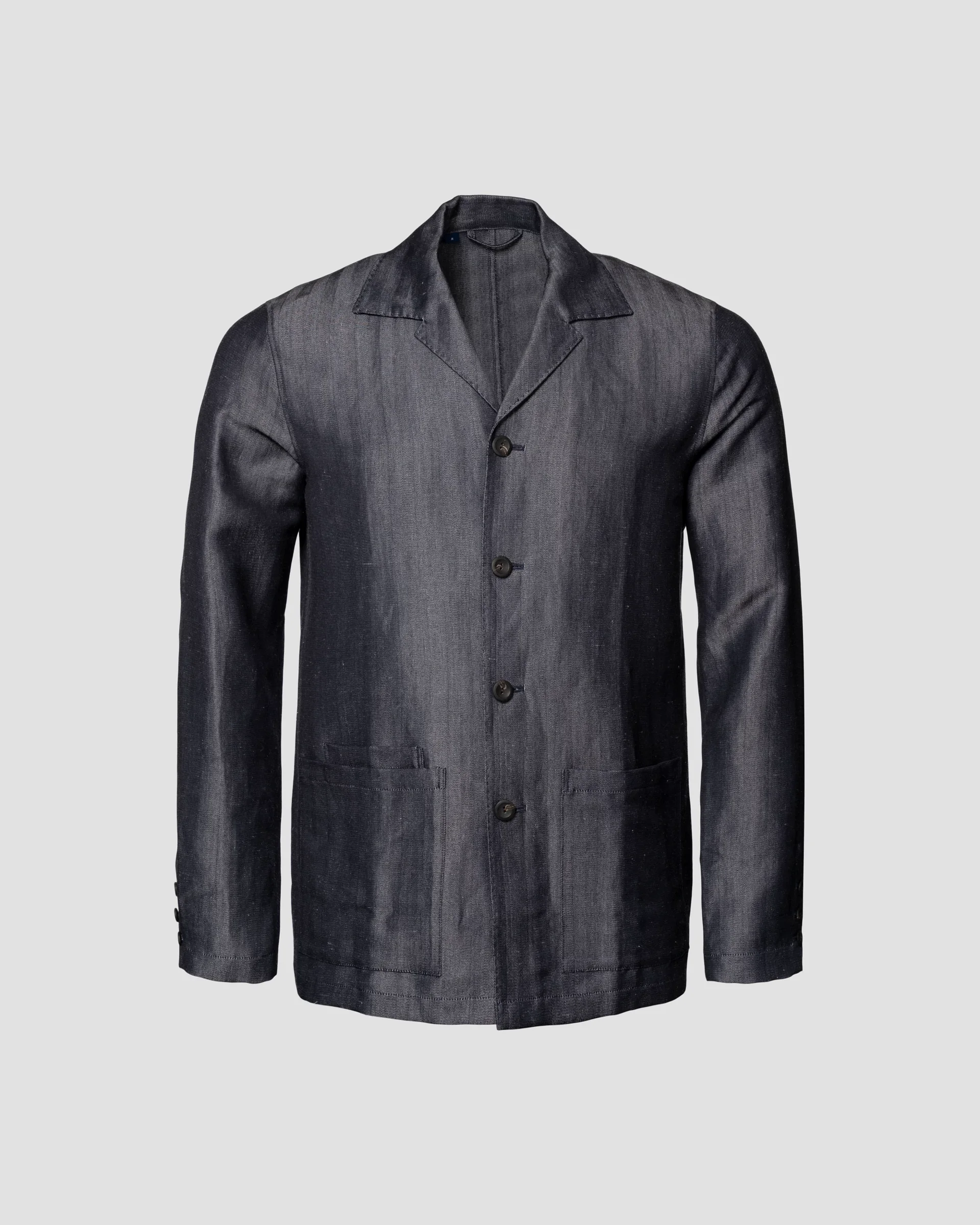 Eton Navy Herringbone Linen Wool Cashmere Overshirt | Relaxed fit | Size  XL