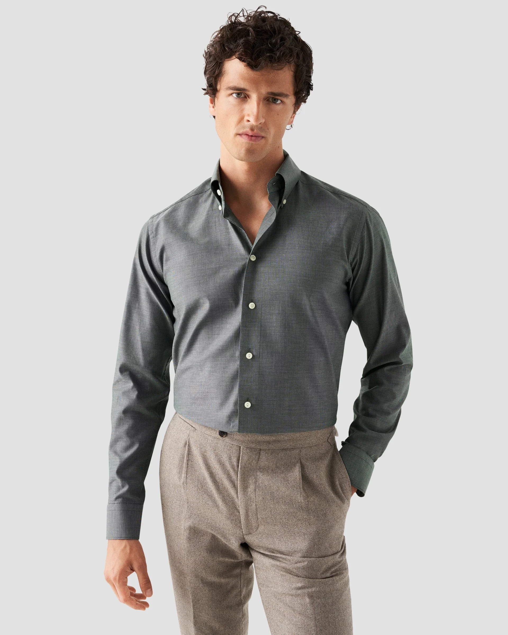 Eton Dark Green Wrinkle Free Oxford Shirt | Slim fit | Size  38