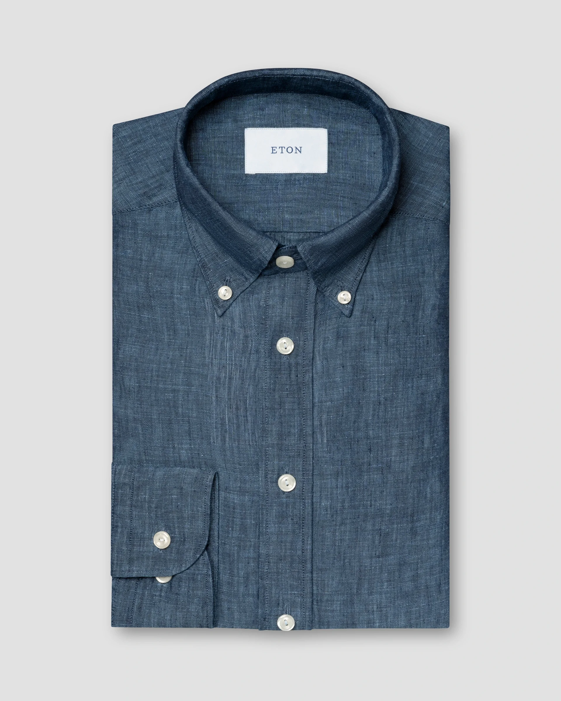 Eton Indigo Plain Weave Linen Shirt | Contemporary fit | Size  40