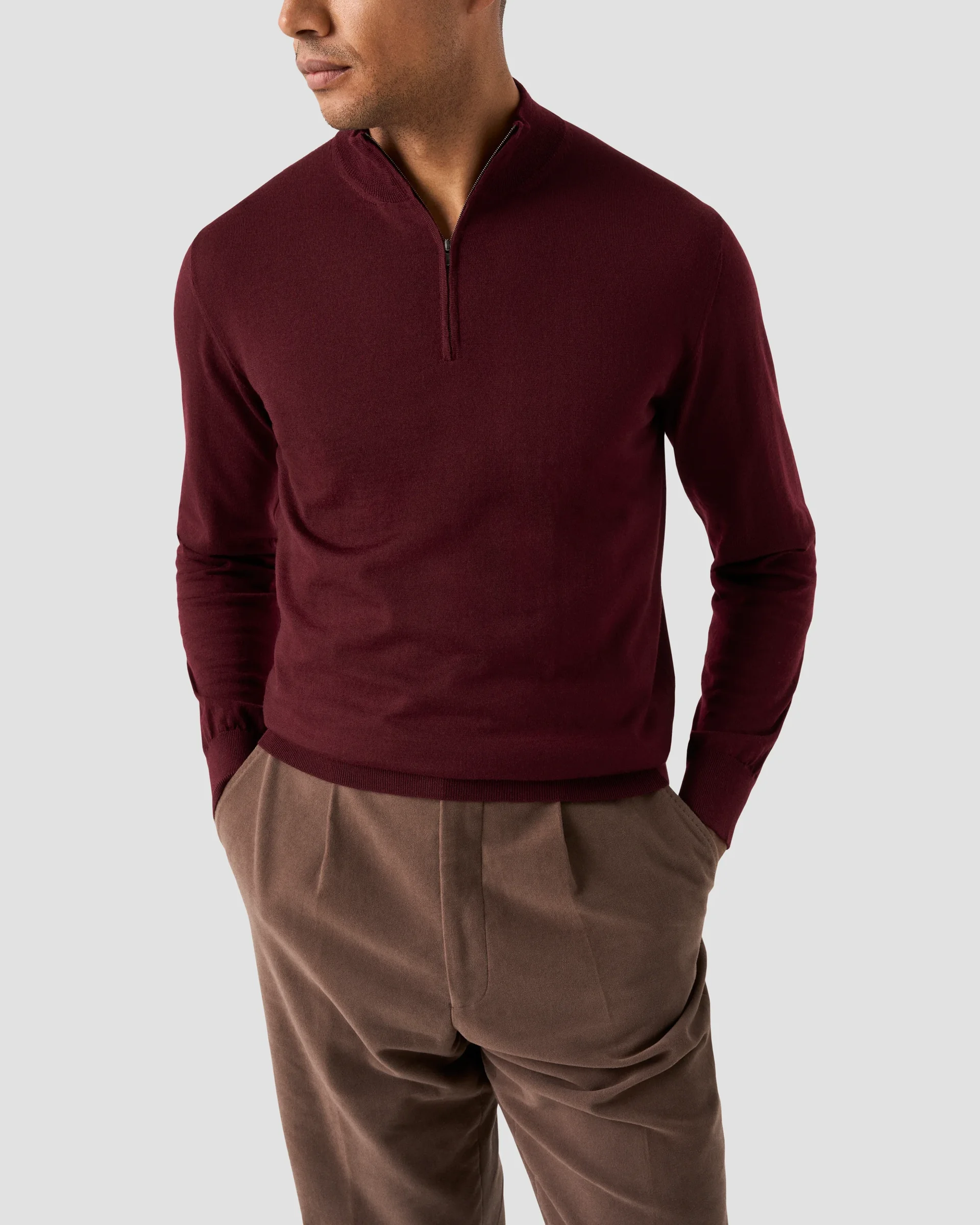 Eton Fine Knit Half Zip Polo | Regular Fit | Size  L