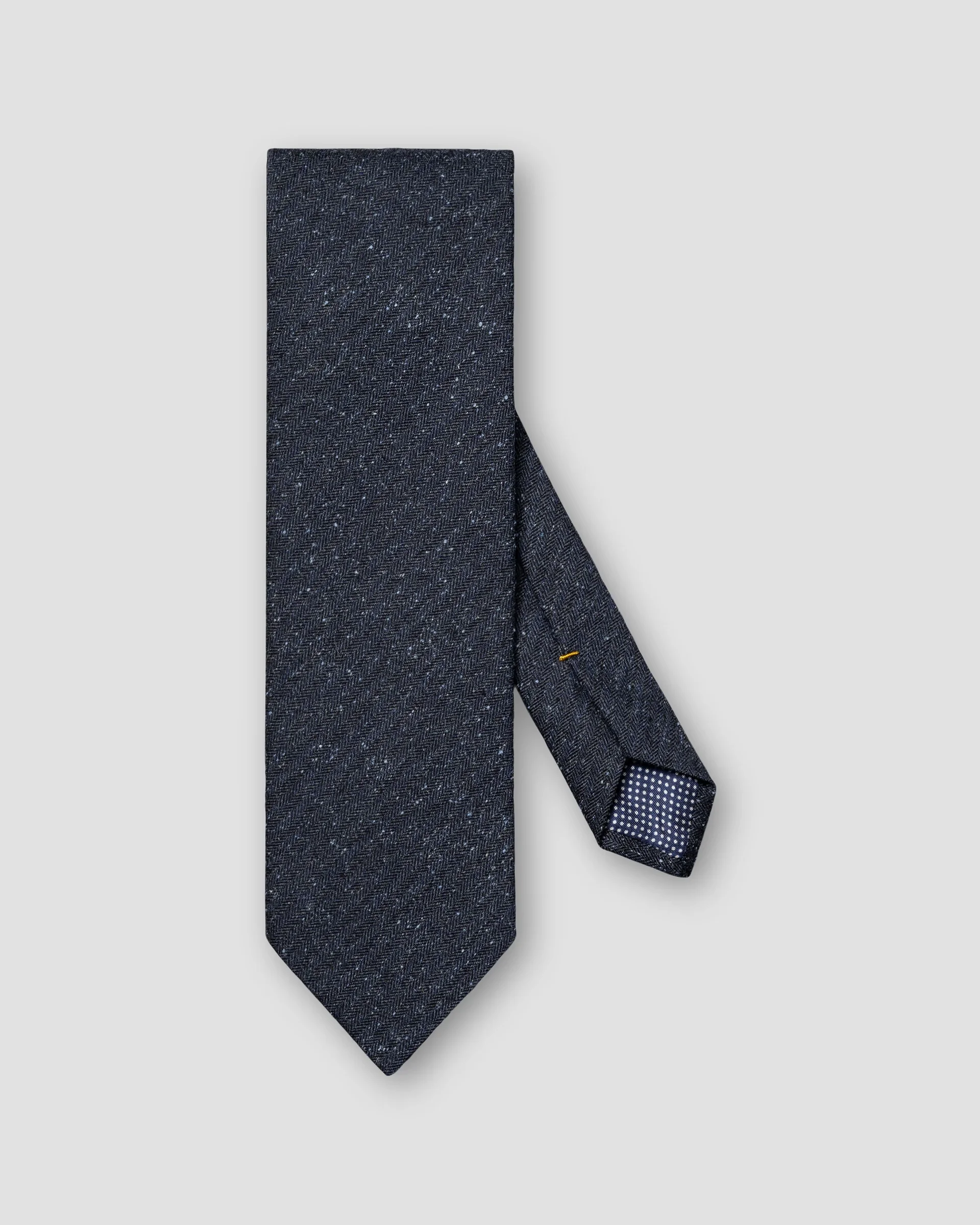 Eton Navy Blue Herringbone Wool Cotton Silk Tie