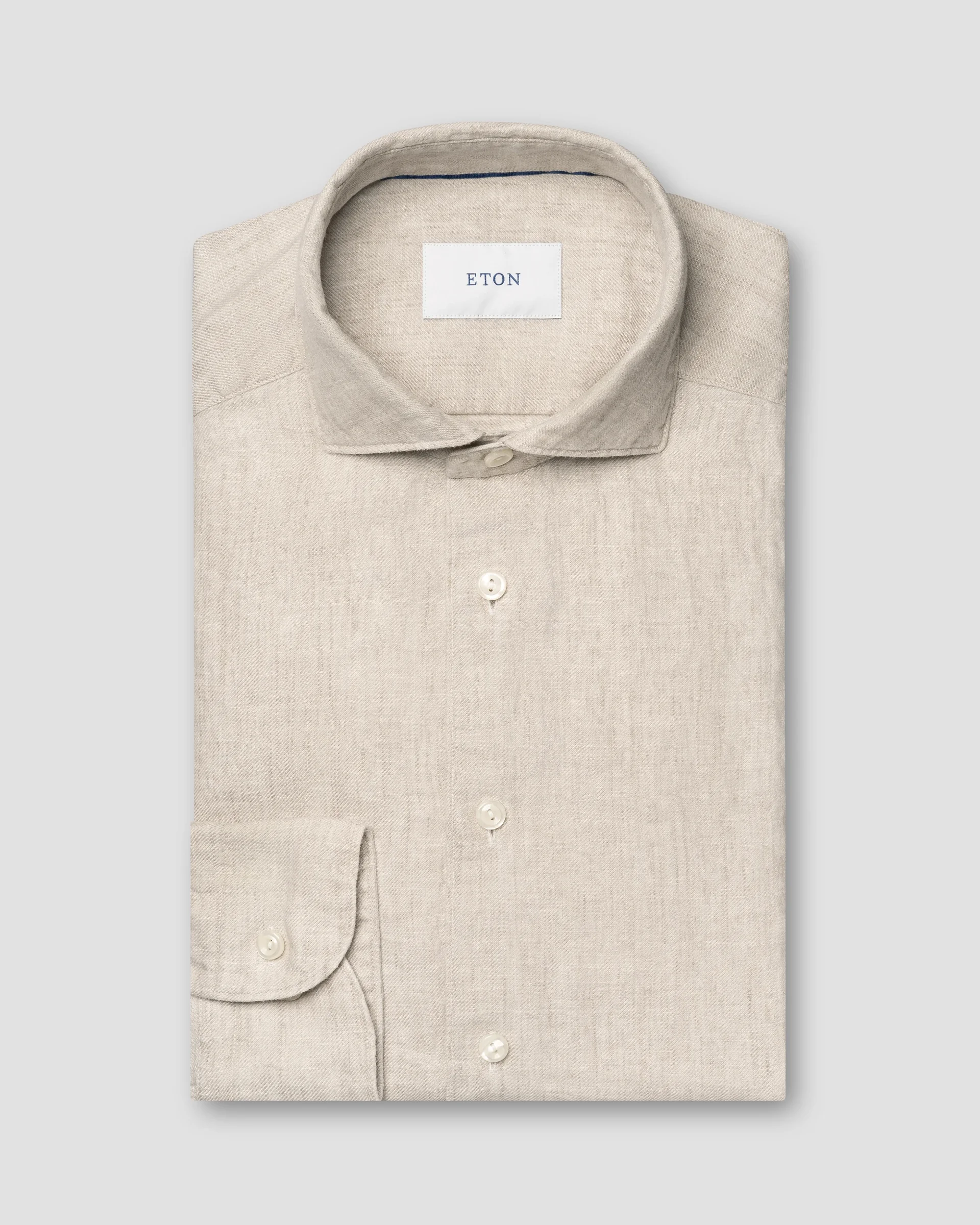Eton Solid Twill Linen Shirt | Contemporary fit | Size  42
