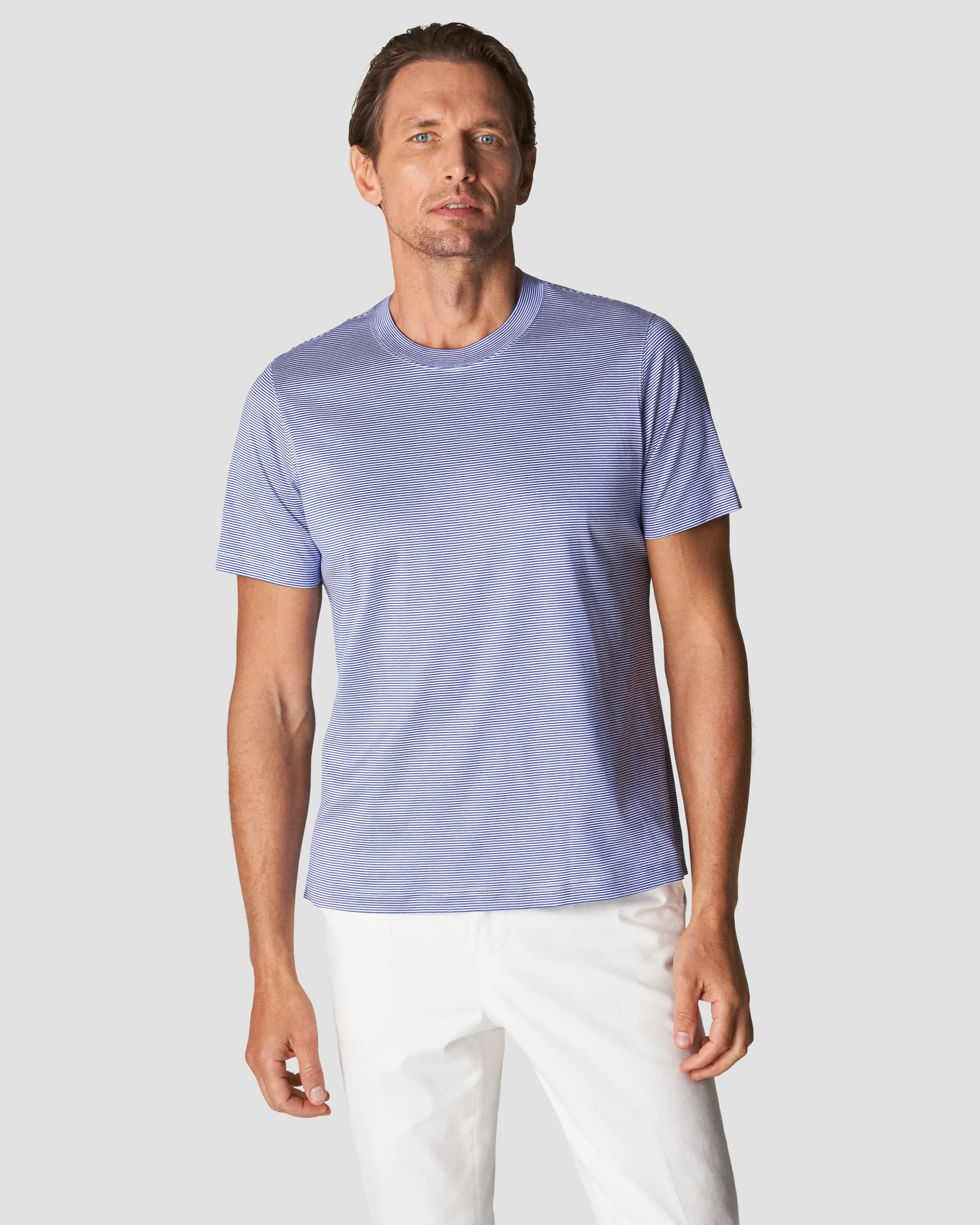 Eton Navy Sriped Filo Di Scozia T-Shirt | Size  L
